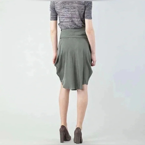 Alexander Wang Shirt Front Tie Waist Full Button Army Green Silky Skirt Size 2 - Picture 2 of 16